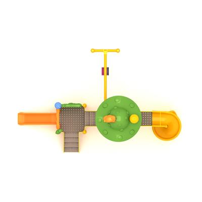 Çocuk Oyun Grubu 7x5m, Mantar Çatılı İki Kaydıraklı Model