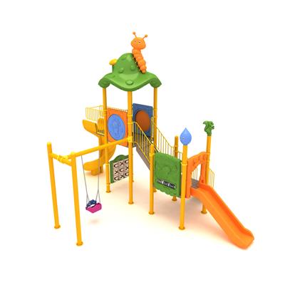 Çocuk Oyun Grubu 7x5m, Mantar Çatılı İki Kaydıraklı Model