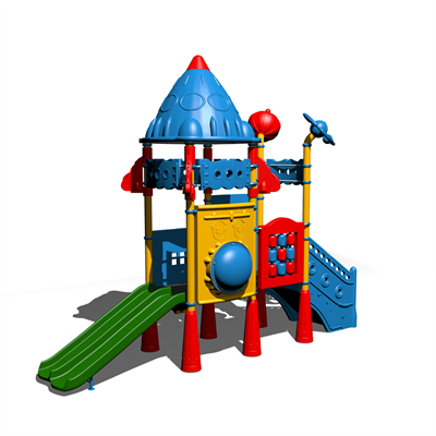 Dış Mekan Çocuk Parkı 5x4m, İki Kaydıraklı Roket Temalı Model