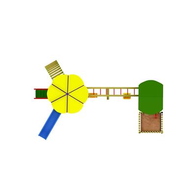 Ahşap Çocuk Parkı SG02, İki Kuleli 3lü Salıncaklı Model