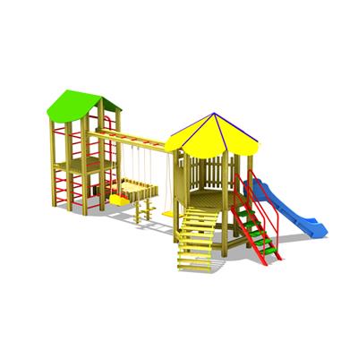 Ahşap Çocuk Parkı SG02, İki Kuleli 3lü Salıncaklı Model