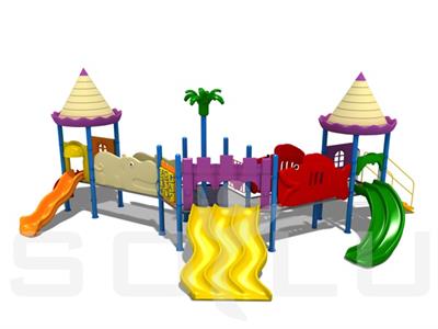 İki Kuleli Üç Kaydıraklı Çocuk Oyun Parkı