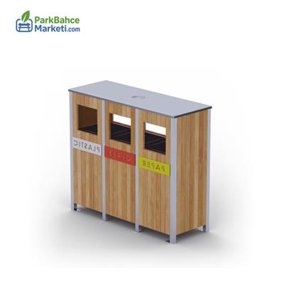 İroko Krom Çerçeveli Üçlü Sıfır Atık Ünitesi