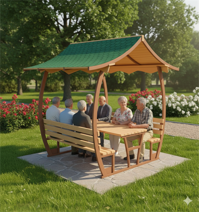 Japon Çatılı Piknik Masası PTB12M, Metal 8 Kişilik