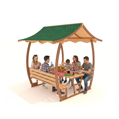 Japon Çatılı Piknik Masası PTB12M, Metal 8 Kişilik