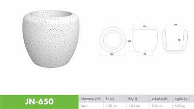 JN-650 Modern Yuvarlak Beton Saksı Çap 120 cm