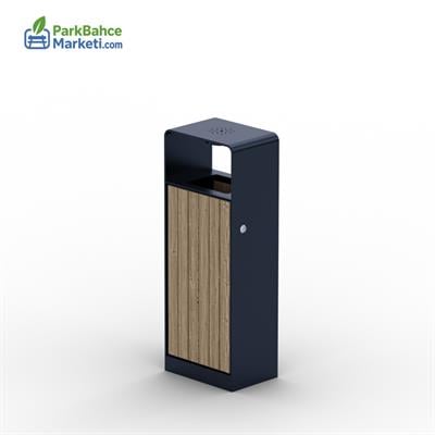 Kavisli Monoblok Gövdeli Ahşap Panelli Çöp Kovası