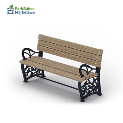 Cast Iron Leg Seating Bench with Bird Motif and Armrests