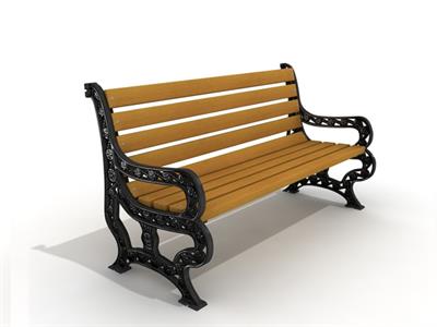 Outdoor Armrest Bench 145 cm – Black Cast Aluminum Frame