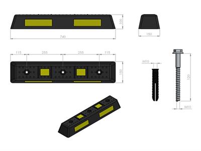Kompakt ve Dayanıklı Kauçuk Oto Park Stoperi – 74x15x10 cm 