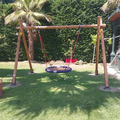 Kütük Ahşap Salıncak Modeli - Kuluçka Salıncak Sepetli R90 cm