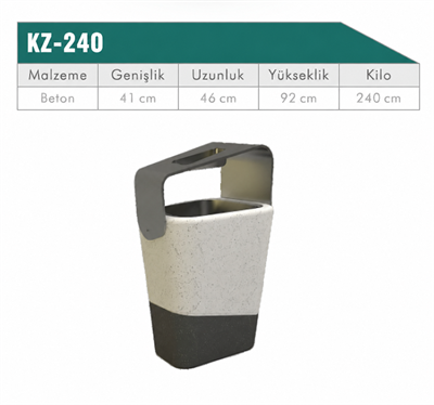 KZ-240 Modern Tasarım Beton Çöp Kovası