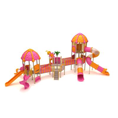 Dış Mekan Çocuk Oyun Parkı 15x7m, Mega Seri Yaprak Çatılı Model