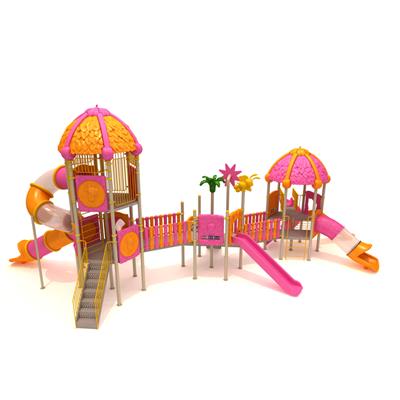 Dış Mekan Çocuk Oyun Parkı 15x7m, Mega Seri Yaprak Çatılı Model