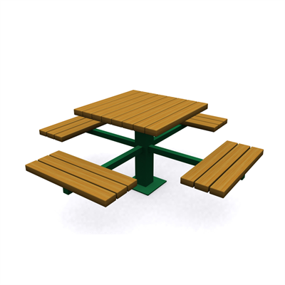 Wooden Picnic Table, Profile Leg – 4-Sided Seating Bench