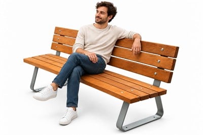 Metal Ayaklı Sırtlıklı Dış Mekan Oturma Bankı