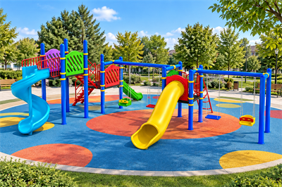Metal Çocuk Oyun Parkı 10x7m, Dört Salıncaklı Model