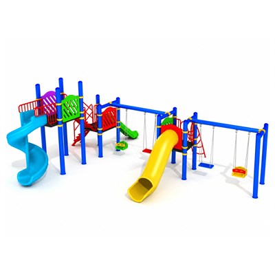 Metal Çocuk Oyun Parkı 10x7m, Dört Salıncaklı Model