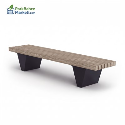 Minimalist Block Leg Outdoor Wooden Bench Model