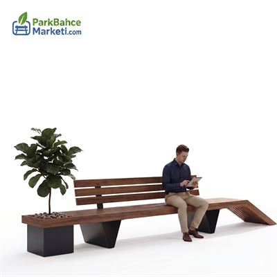 Modern Landscape Design Outdoor Wooden Bench with Planter