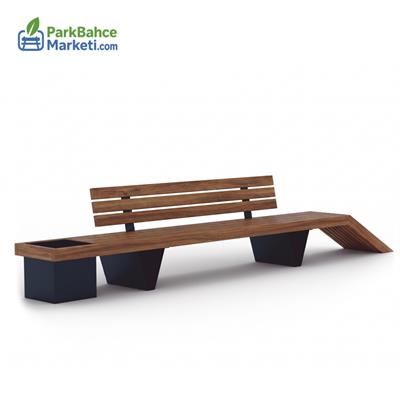 Modern Landscape Design Outdoor Wooden Bench with Planter