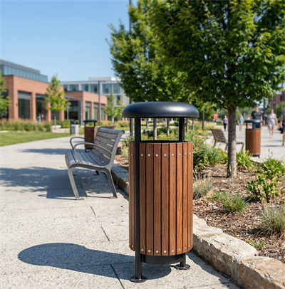 Modern Wooden Outdoor Waste Bin with Roof