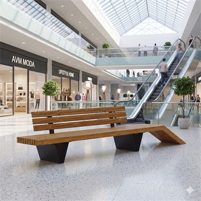 Modern Design Angled Form Wooden Bench