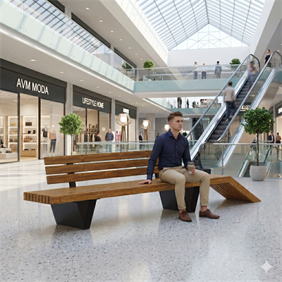 Modern Design Angled Form Wooden Bench