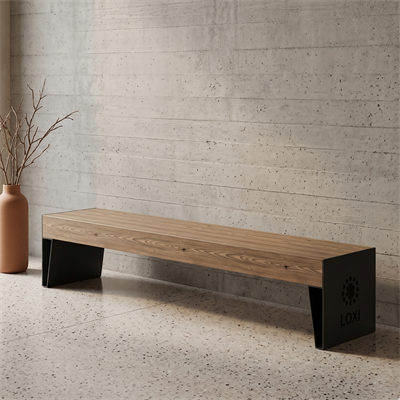 Monoblock Sheet Metal Leg Wooden Bench