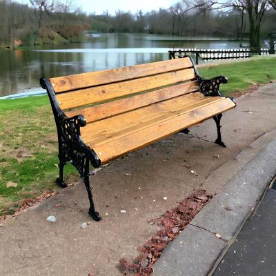 Decorative Cast Aluminum and Wood Park Bench