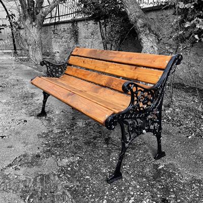 Decorative Cast Aluminum and Wood Park Bench