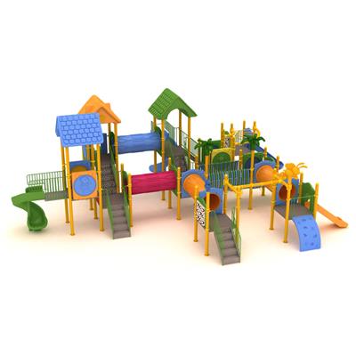 Çocuk Oyun Grubu 13x11m, On Kuleli Altı Kaydıraklı Model