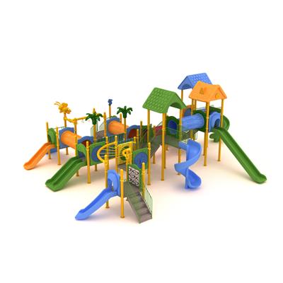 Çocuk Oyun Grubu 13x11m, On Kuleli Altı Kaydıraklı Model