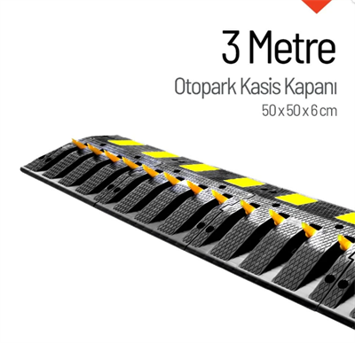 Otopark Kasis Kapanı 3 Metre Set - Tek Yönlü Araç Kapanı ve Hız Kasisi