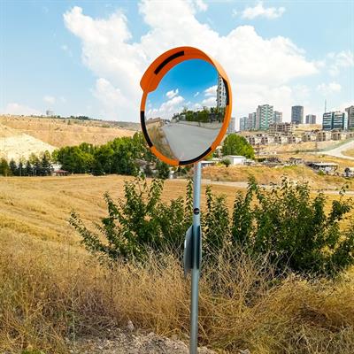 Otopark ve Yol Güvenliği İçin 80 cm Ayna / Flanşlı 2.5 m Direk Seti