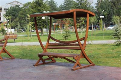 Wooden Bench with Roof – Kumru Model Outdoor Seating
