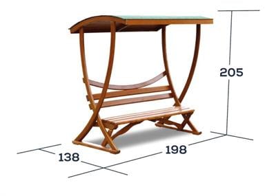 Wooden Bench with Roof – Kumru Model Outdoor Seating
