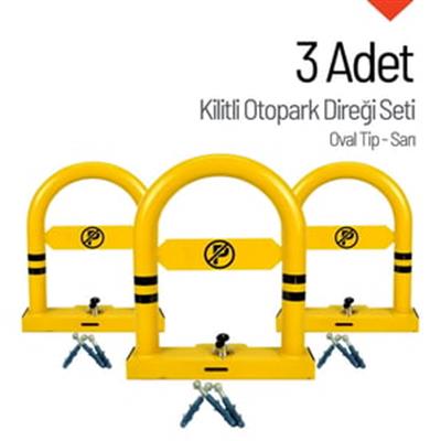 Oval Tip Kilitli Otopark Direği – 3lü Set