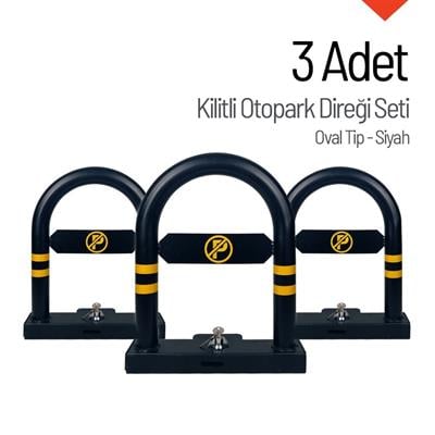 Oval Tip Kilitli Otopark Direği – 3'lü Set
