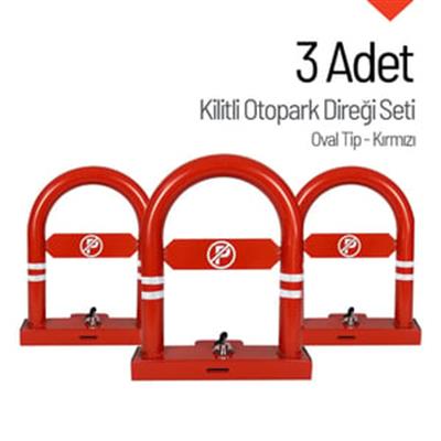 Oval Tip Kilitli Otopark Direği – 3lü Set
