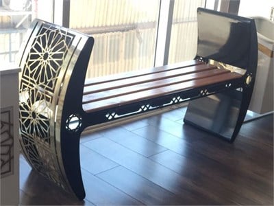 Özel Tasarım DKP Sac Lazer Kesim Motifli Paslanmaz Çelik Park Bankı OTB-11