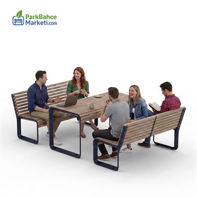 Piknik Masası Bağımsız Tasarım - Aleminyum Döküm Sırtlıklı Banklar ve Masa