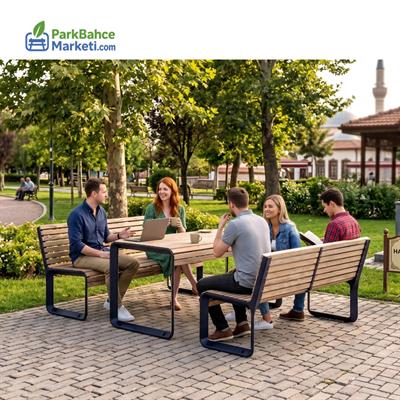Piknik Masası Bağımsız Tasarım - Aleminyum Döküm Sırtlıklı Banklar ve Masa