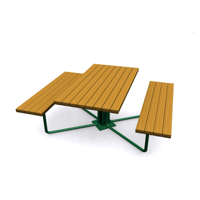 Wooden Picnic Table without Backrest, 145 cm – Metal Legs