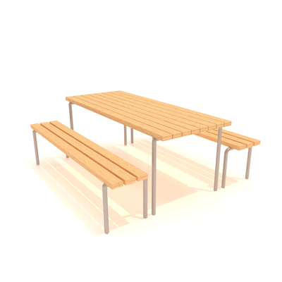 145 cm Wooden Picnic Table with Independent Benches
