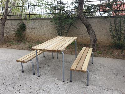 145 cm Wooden Picnic Table with Independent Benches