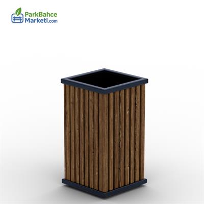 Prizmatik Ahşap Panelli  Çöp Kovası
