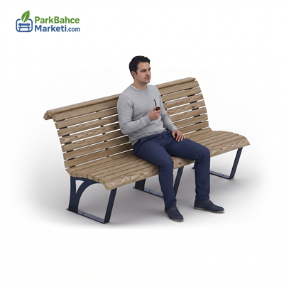 Sık Latalı Ergonomik Kavisli Modern Ahşap Bank - 190 cm