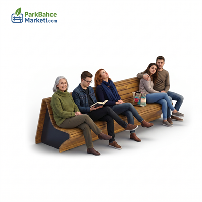 Full Cladding Curved Body Modern Wooden Bench