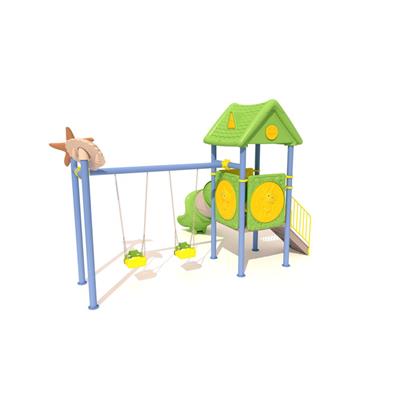 Tüp Kaydıraklı 2 Salıncaklı - Deniz Yıldızı ve Kabuğu Figürlü Çocuk Oyun Parkı Modeli